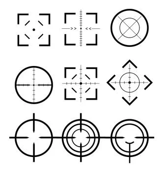 Different icon set of targets and destination. Target and aim, targeting and Stock Illustration