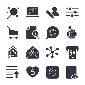 Different icons for apps, sites, programs. Internet icons set. Stock-Illustration