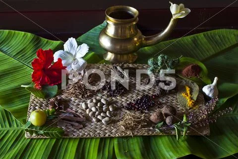 Different Indian spices on display at Swaswara, Karnataka, India, Asia Stock Photos
