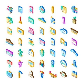 Different industries and professions isometric icons collection 스톡 일러스트