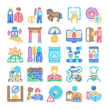Different industry and service professions icons set 스톡 일러스트