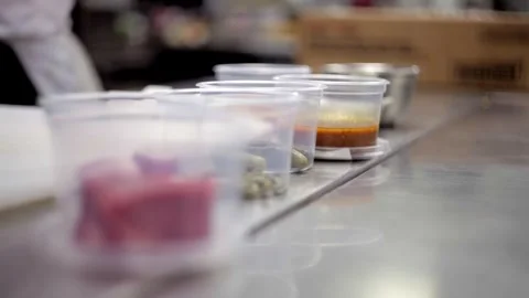 Different ingredients in plastic containers Stock Footage 307340119