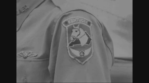 Different insignias on CAP cadets arms, showing their home state - 1953 Stock Footage 100563441