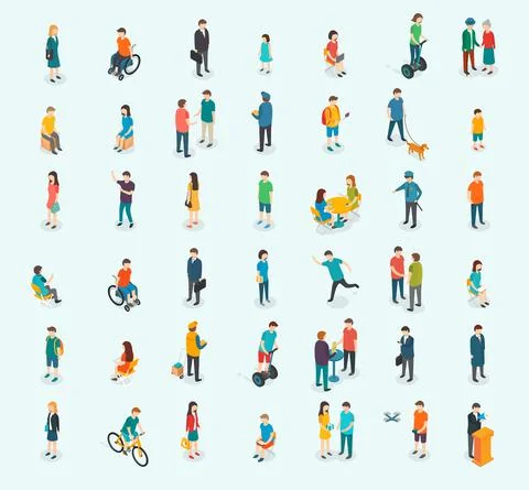 Different isomeric people set 库存插图