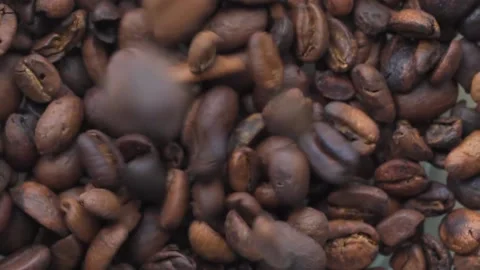 Different jumps of coffee beans in slow motion Stock Footage 197359420