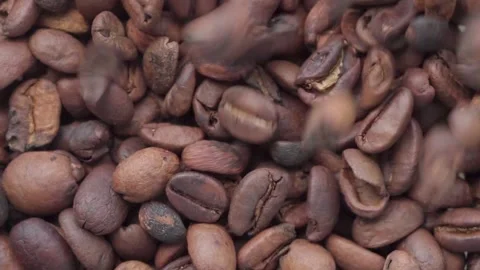 Different jumps of coffee beans in slow motion Stock Footage 197359435