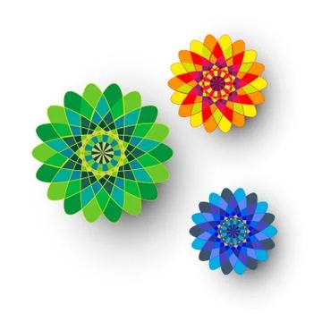Different kaleidoscopic flowers Illustrazione stock