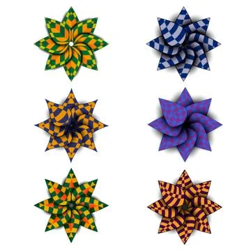 Different kaleidoscopic flowers Stock Illustration
