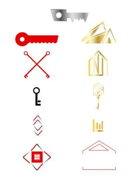 Different key icons isolated Stock Illustration