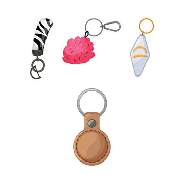 Different keychains collection for keyring accessories Stock Illustration