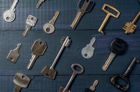 Different keys as a background Stock Photos