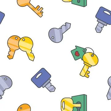 Different keys with keychain. Seamless pattern. Stock Illustration