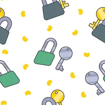 Different keys with keychain. Seamless pattern. Stock Illustration