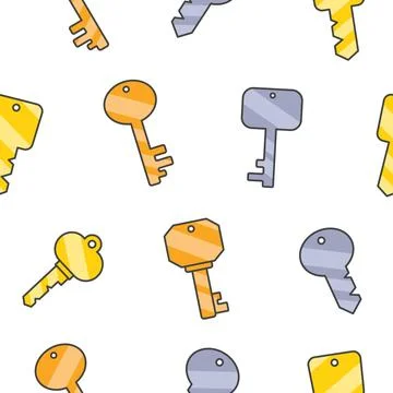 Different keys with keychain. Seamless pattern. Stock Illustration