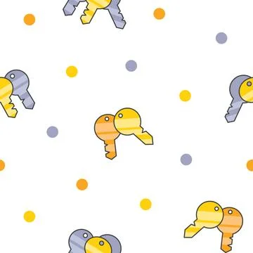 Different keys with keychain. Seamless pattern. Illustrazione stock