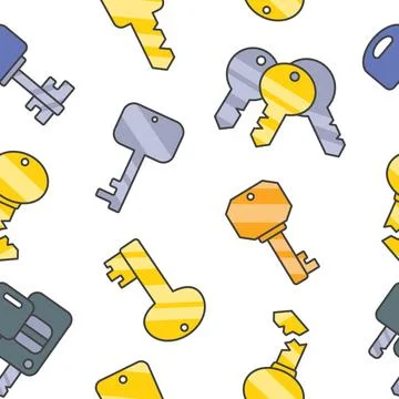 Different keys with keychain. Seamless pattern. Illustrazione stock