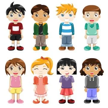 Different kids expressions Stock Illustration