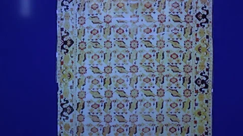 Different Kind of Carpets on the Display Stock Footage 90232538
