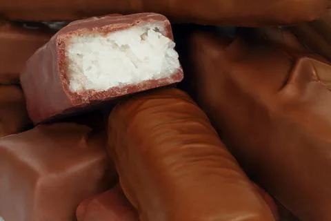 Different kind of Chocolate bars background Stock Photos