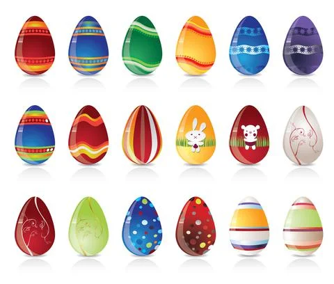 Different kind of easter egg Illustrazione stock