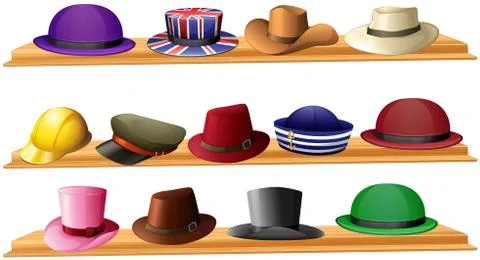 Different kind of hats Stock Illustration