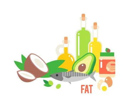 Different Kind Of Healthy Fat Stock Illustration