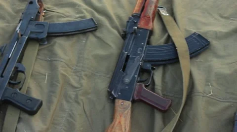 Different Kind of Machine Guns and Pistols 스톡 동영상 60605492