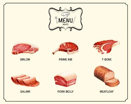 Different kind of meat products Stock Illustration