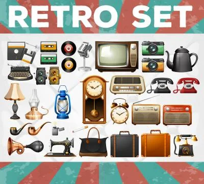 Different kind of retro objects Stock Illustration