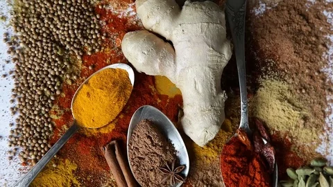Different kind of spices for cooking Stock Footage 115563485