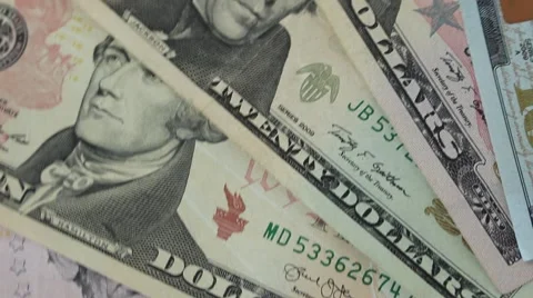 Different kind of US dollar banknotes close up Stock-Footage 54462034