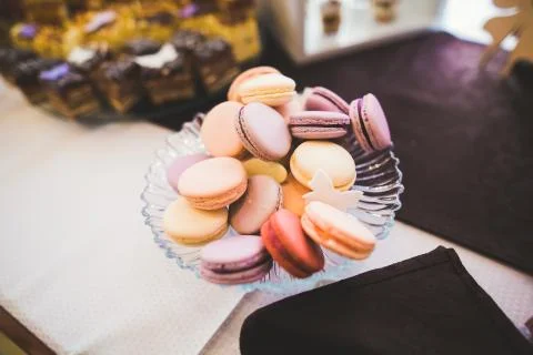 Different kinds of baked sweets on a buffet Stock Photos