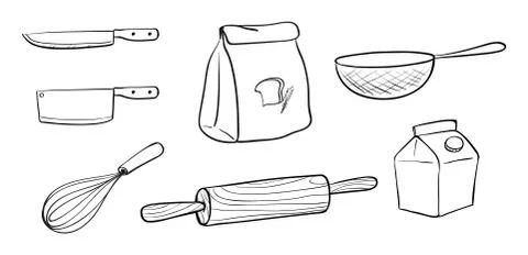 Different kinds of baking tools Stock Illustration