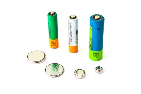 Different kinds of batteries Stock Photos