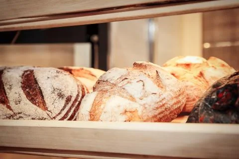 Different kinds of bread and bread rolls Stock Photos