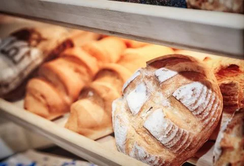 Different kinds of bread and bread rolls Stock Photos