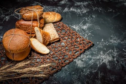 Different kinds of bread and bread rolls Stock Photos