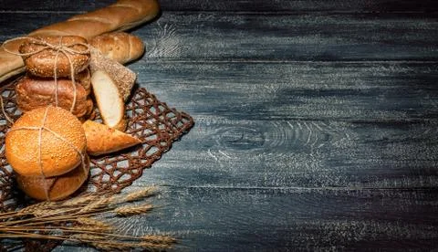Different kinds of bread and bread rolls Stock Photos