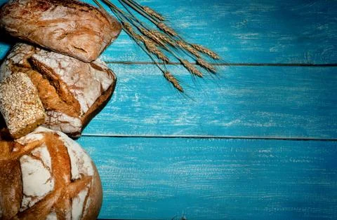 Different kinds of bread and bread rolls Stock Photos