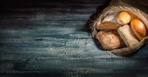 Different kinds of bread and bread rolls Stock Photos
