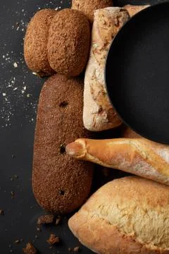 Different kinds of bread on background Stock-Fotos