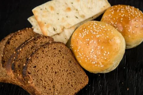 Different kinds of bread Stock Photos