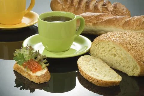 Different kinds of bread on a studio background Stock Photos