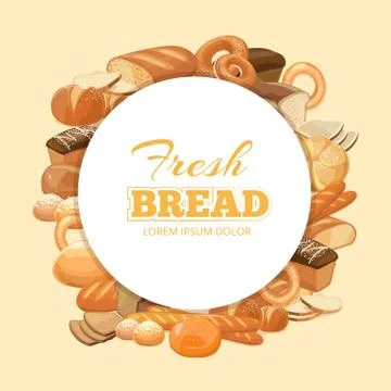 Different kinds bread vector background Stock Illustration