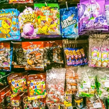 Different kinds of candy Stock Photos