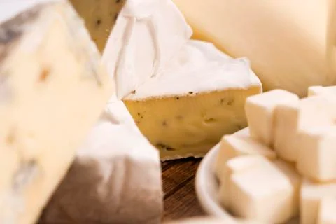 Different kinds of cheese Stock Photos