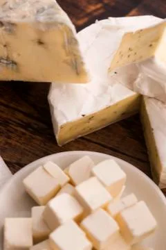 Different kinds of cheese Stock Photos