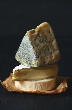 Different kinds of cheeses Stock Photos