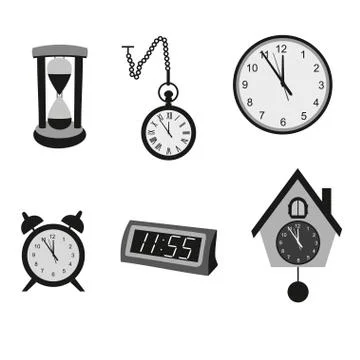 Different kinds of clocks Stock Illustration