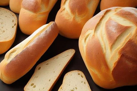 Different kinds of fresh bread as background. IA Tehnology Stock Illustration